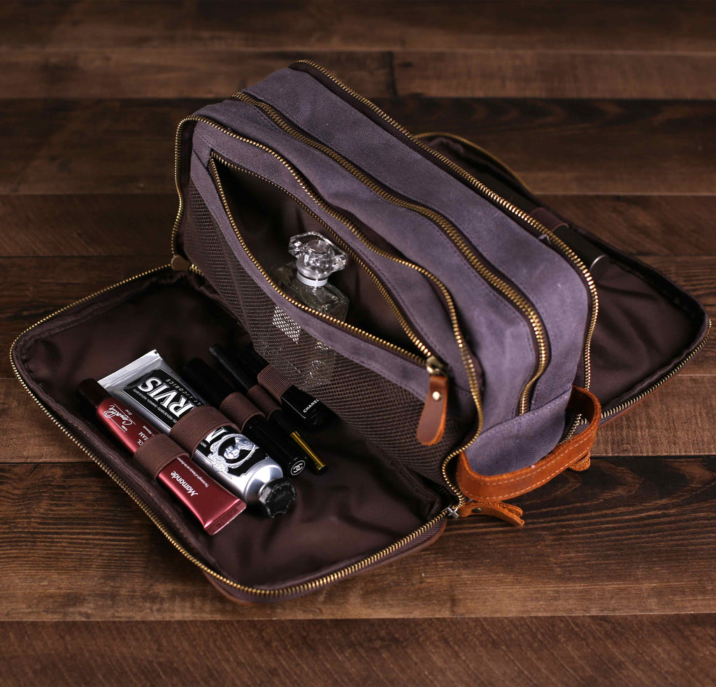 Groomsmen Gift Canvas Toiletry Bag Waxed Canvas Dopp Kit Shaving Kit Bag