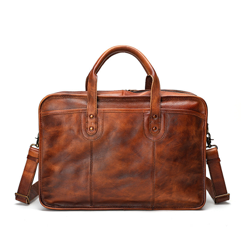 Handmade Distressed Full Grain Leather Men  Briefcase Laptop Bag Handbag