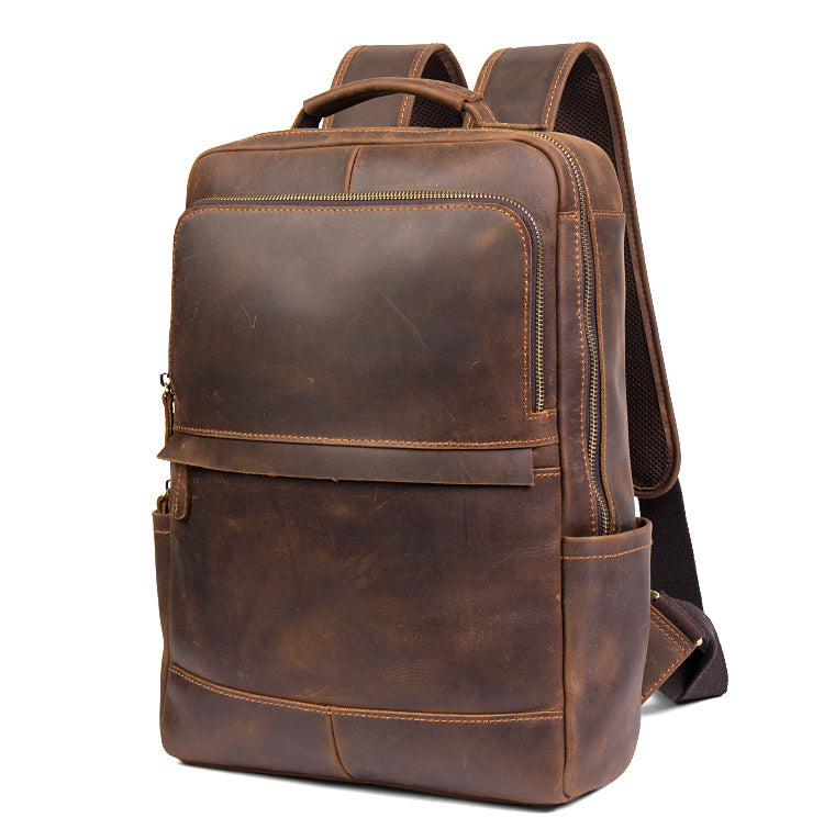Handmade Crazy Horse Leather Backpack Laptop Backpack Travel Backpack MSG7635 - Unihandmade