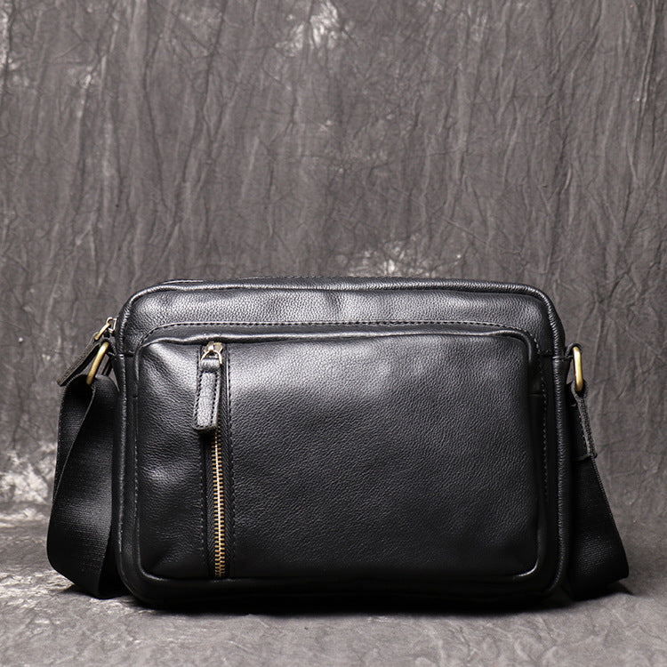 Full Grain Leather Shoulder Bag  Messenger Bag Casual Crossbody Bag