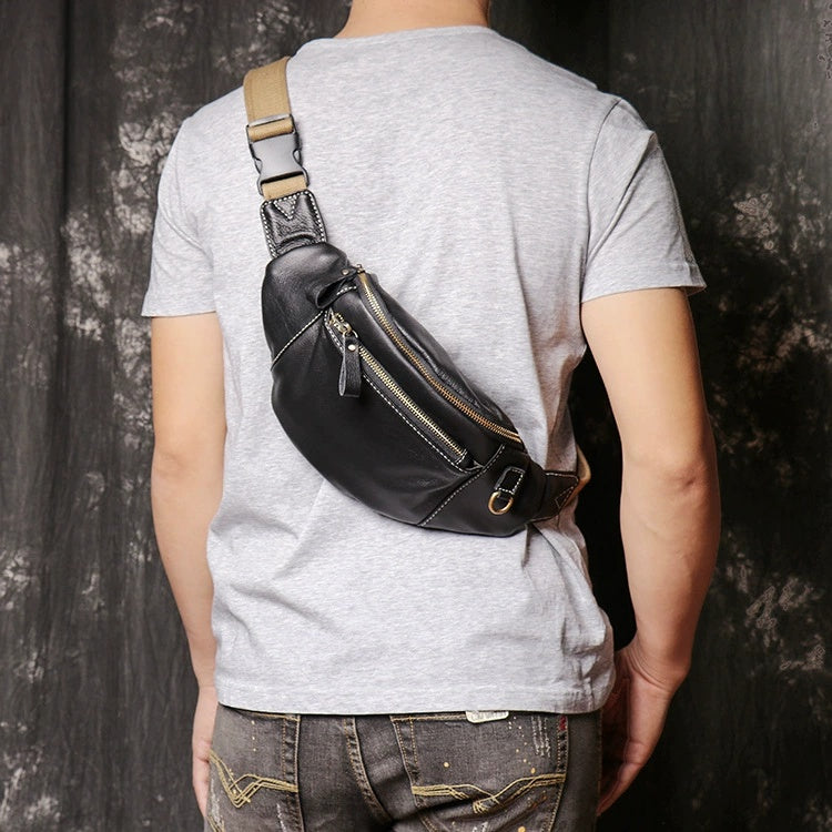 Handmade Leather Sling Bag Stylish Chest Bag Mens Messenger Bag