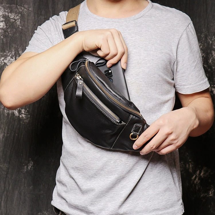 Handmade Leather Sling Bag Stylish Chest Bag Mens Messenger Bag