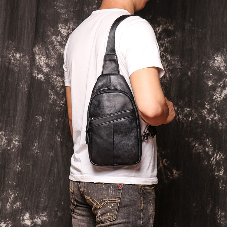 Mens Leather Sling Backpack Large