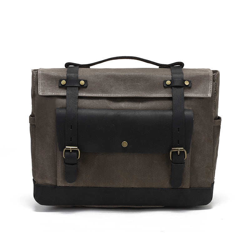 Personalized Motorcycle Bag Waxed Canvas Leather Saddle Bag