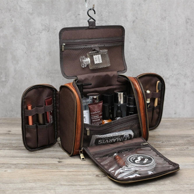 Personalized Leather Hanging Toiletry Bag Leather Dopp Kit Bag