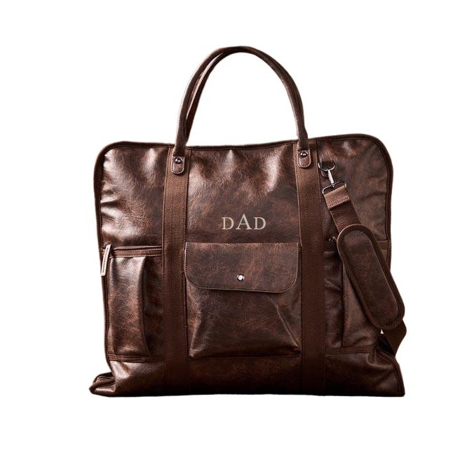 commercial for men's suit travel bag Carry On Suit Garment Bag for Business Travel, Leather Men Suit Cover Coffee / Yes