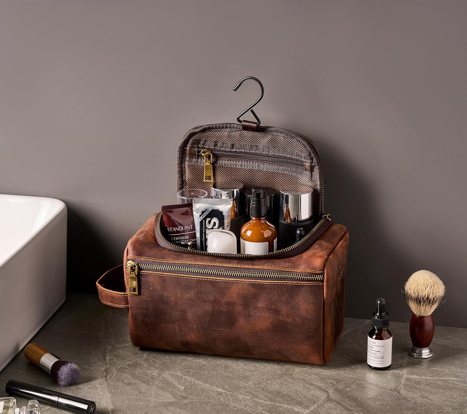 davidsbeenhere hanging travel toiletry cosmetics bag kit NISHEL for women, Portable makeup Organizer Hang it up in hotels with no counter space! Hanging Travel Toiletry Kit