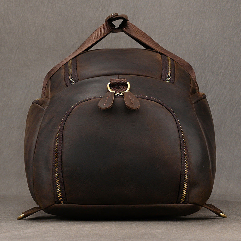 convertible leather duffle backpacks Full Grain Leather Backpack Convertible Duffel Bag with Shoe Pouch No