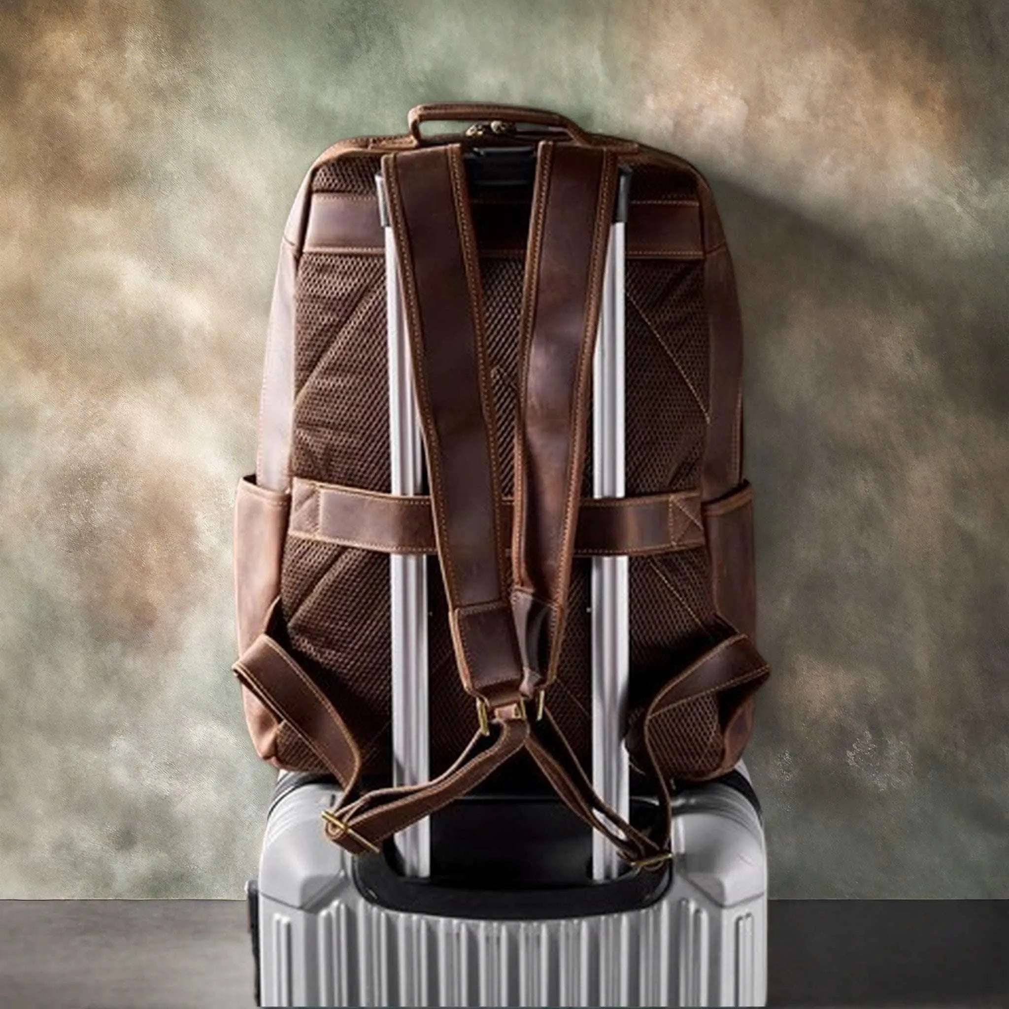 EUC Handmade Large  Leather Backpack Waxed Canvas Backpack - 80L to 30L Size Options - Handmade  main image 2