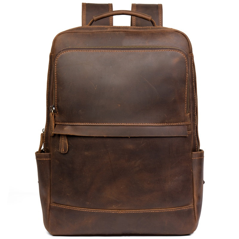 Handmade Crazy Horse Leather Backpack Laptop Backpack Travel Backpack Yes / L