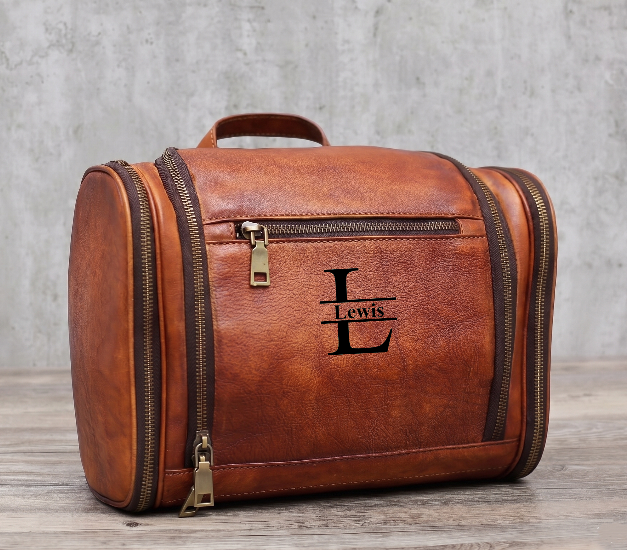 SMONT Men's Toiletry Travel Bag - Hanging Dopp Kit With Double Side Opening, Brown