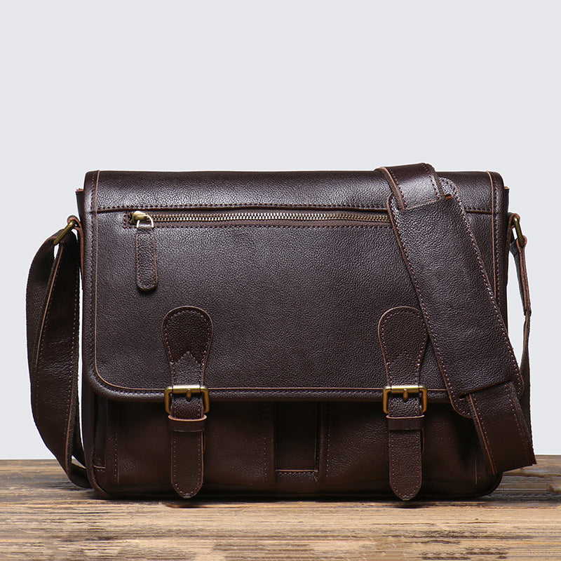 Full Grain Leather Messenger Bag Crossbody Shoulder Bag