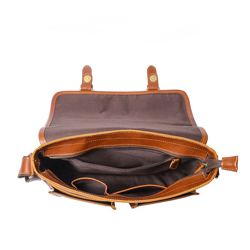 Full Grain Leather Messenger Bag Crossbody Shoulder Bag