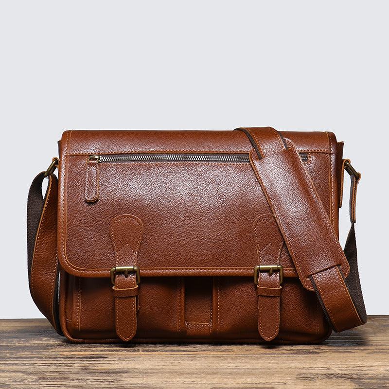 Full Grain Leather Messenger Bag Crossbody Shoulder Bag