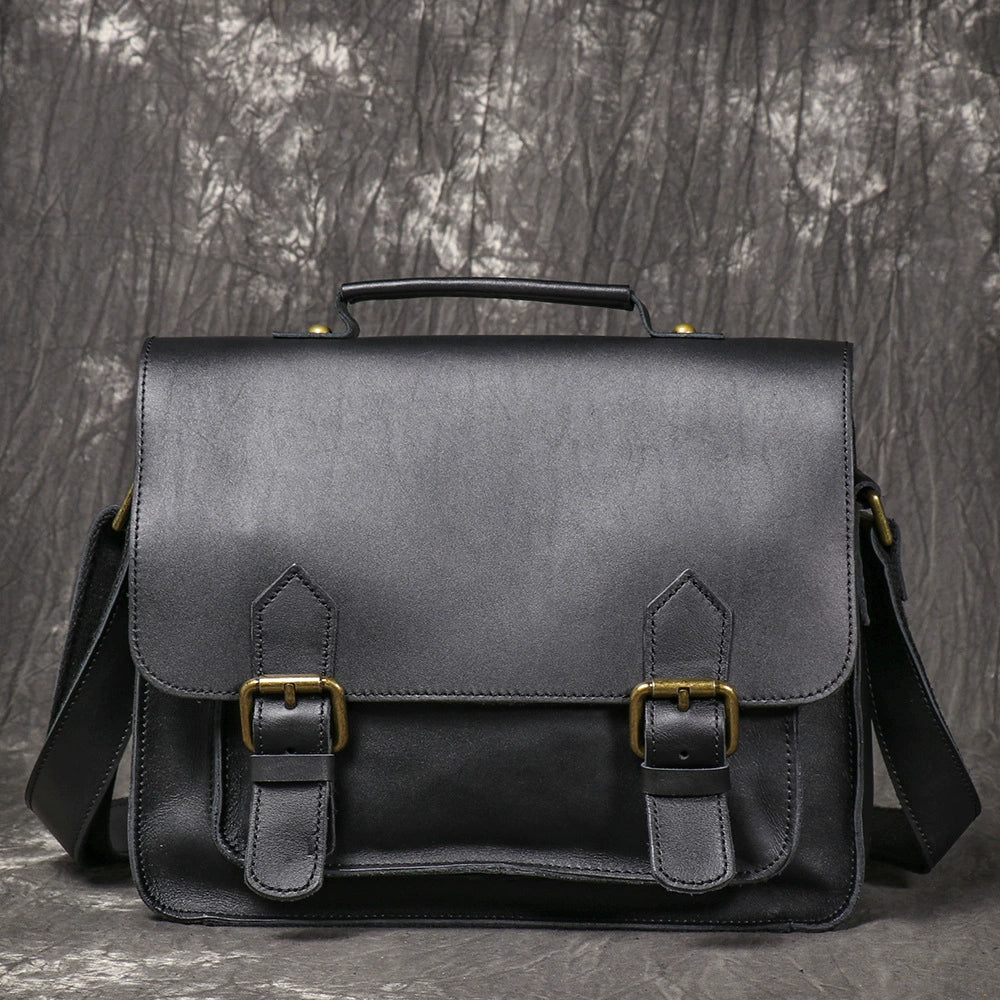 Handcrafted Briefcase Crazy Horse Leather Messenger Bag for Men Business Crossbody Bag