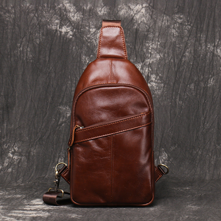 Full Grain Leather Sling Bag Vintage Leather Chest Bag Retro Messenger –  Unihandmade