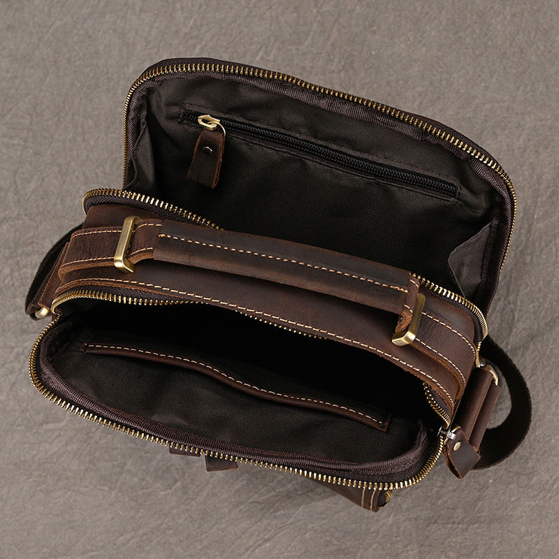 Handmade Leather Messenger Bag Crossbody Bag Men Shoulder Bag