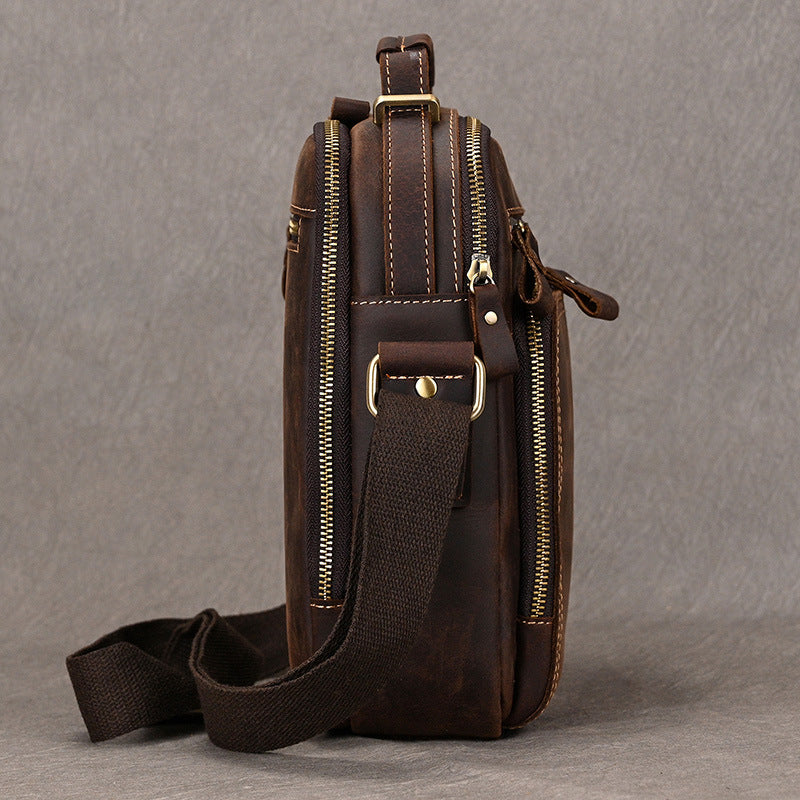Handmade Leather Messenger Bag Crossbody Bag Men Shoulder Bag