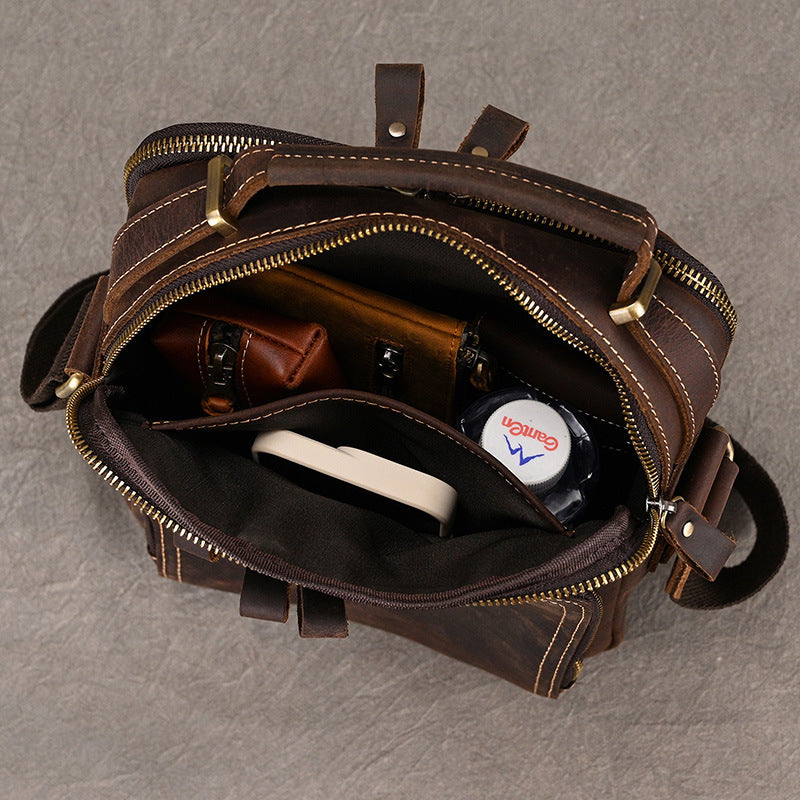 Handmade Leather Messenger Bag Crossbody Bag Men Shoulder Bag