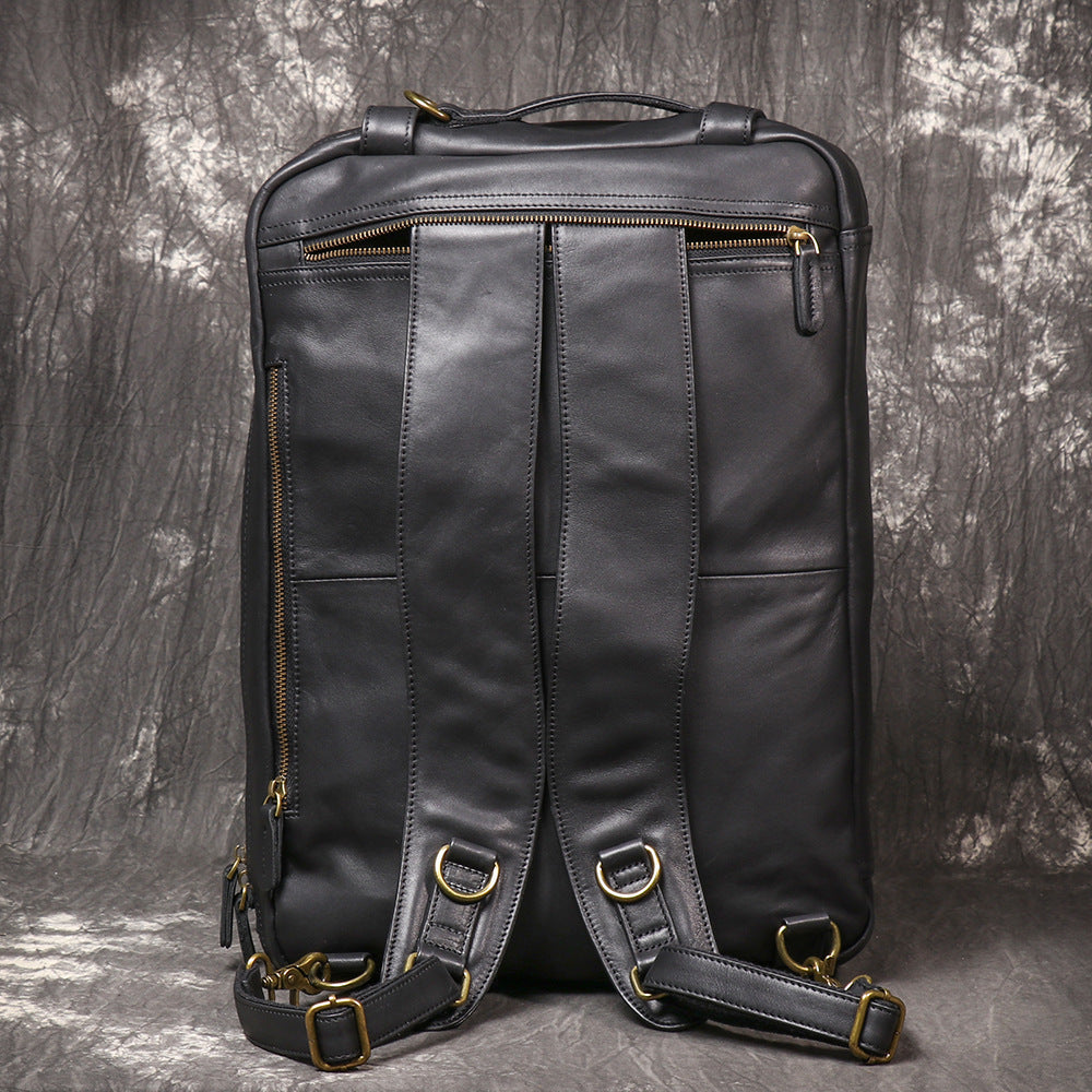black grain leather backpack Full Grain Leather Handbag Convertible Leather Backpack Laptop Bag