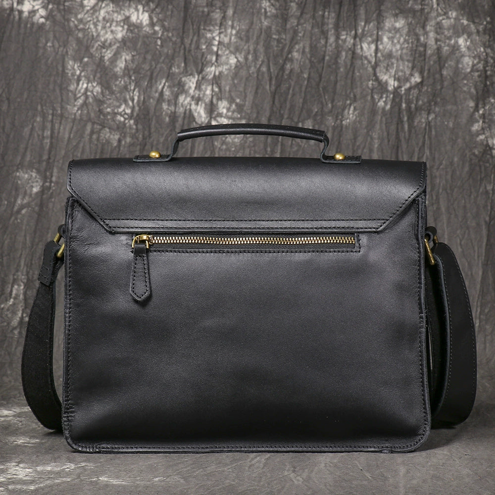 Handcrafted Briefcase Crazy Horse Leather Messenger Bag for Men
