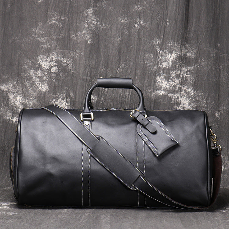 Leather Weekender Bag With Shoe Compartment Men Full Grain 