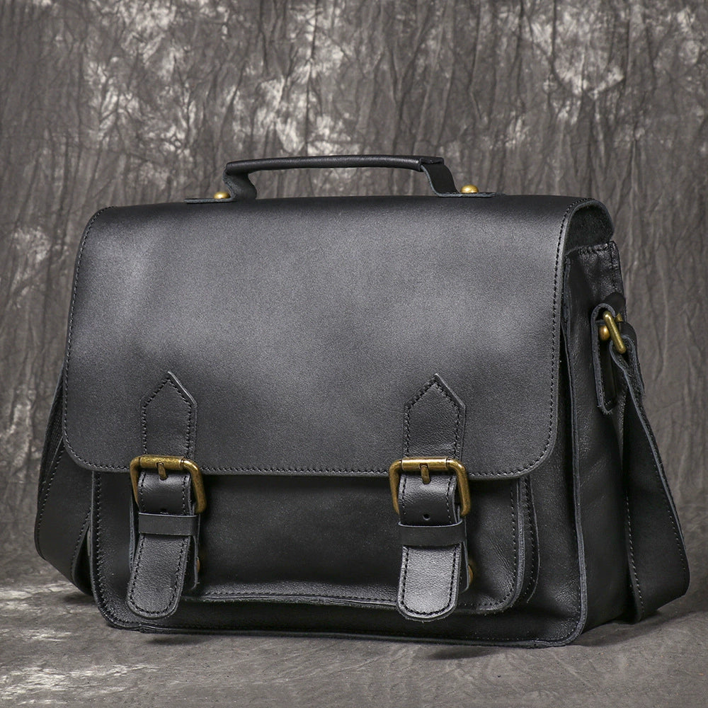 Handcrafted Briefcase Crazy Horse Leather Messenger Bag for Men
