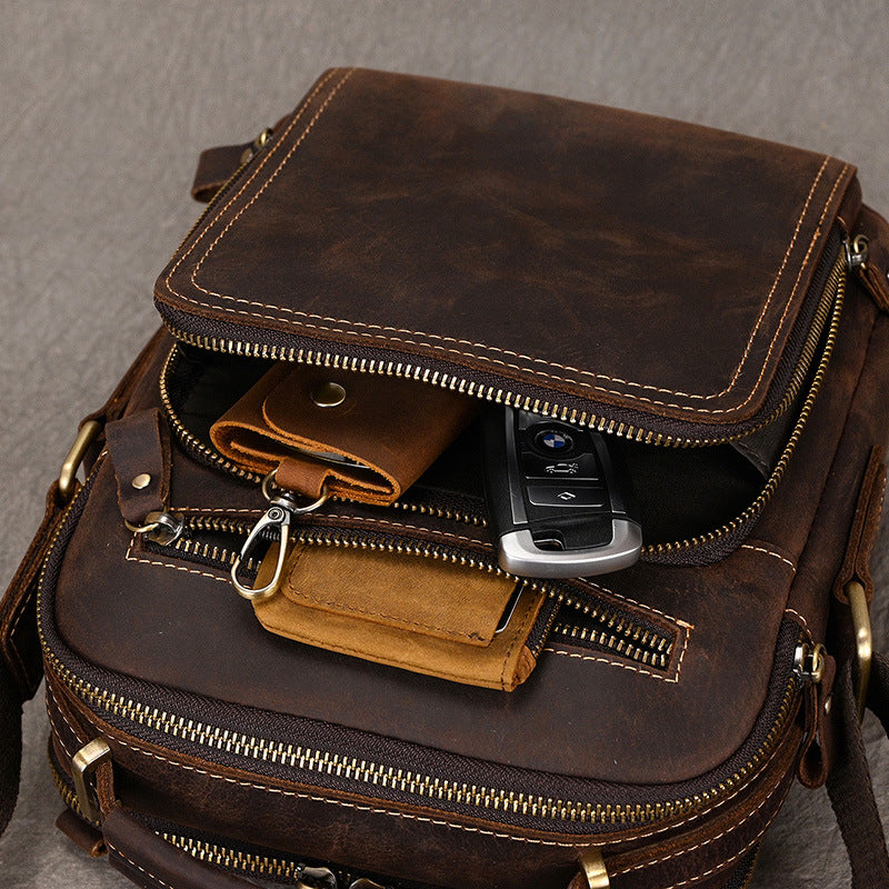 Handmade Leather Messenger Bag Crossbody Bag Men Shoulder Bag