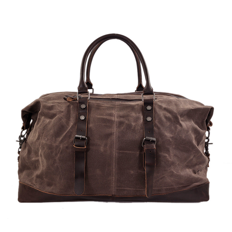 Personalized Monogram Waterproof Waxed Canvas Luggage Weekender Bag Travel Bag Duffel Bag Coffee / Yes