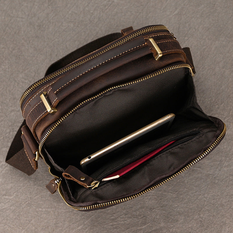 Handmade Leather Messenger Bag Crossbody Bag Men Shoulder Bag