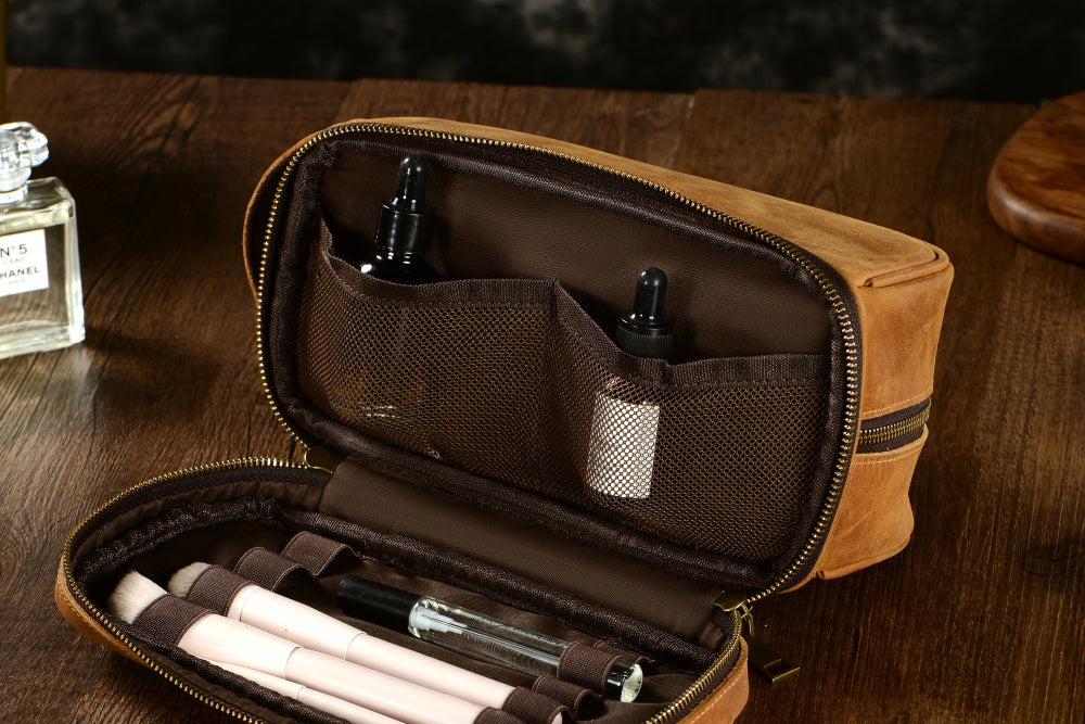 Personalized Leather Toiletry Bag Leather Dopp Kit Bag