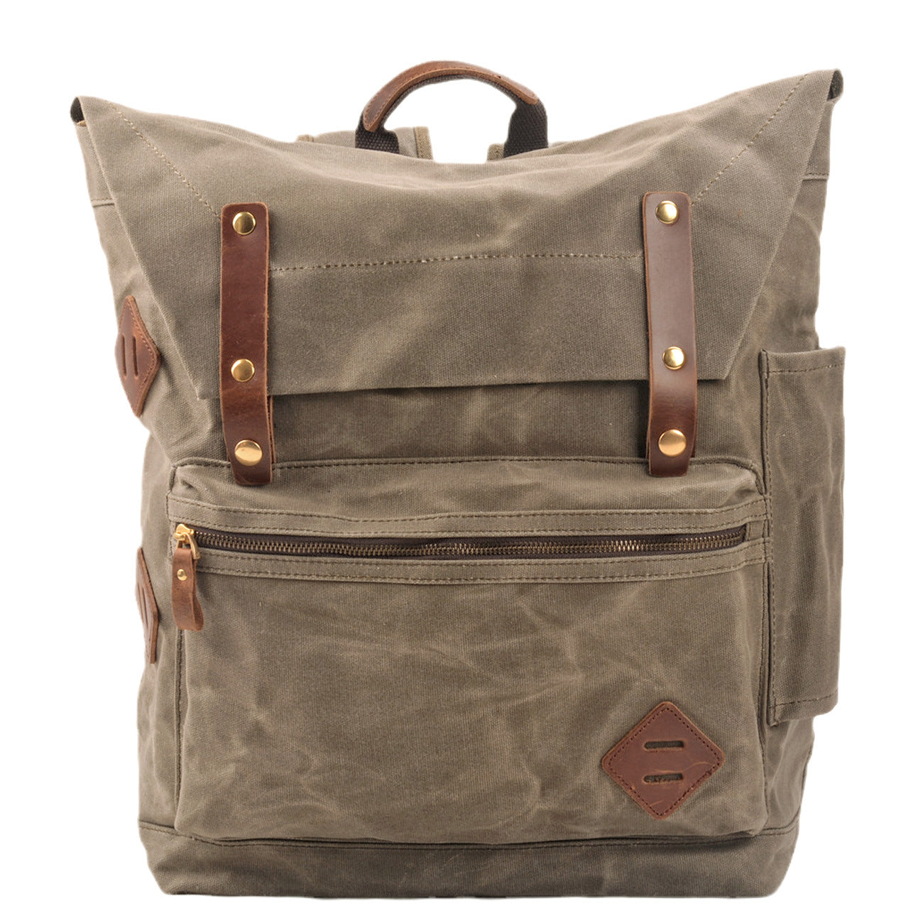 Full Grain Leather with Canvas Backpack Designer Backpacks Casual Scho –  Unihandmade