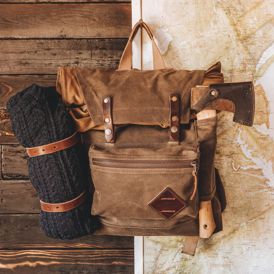 Waxed Canvas Backpack - Roll Top Rucksack