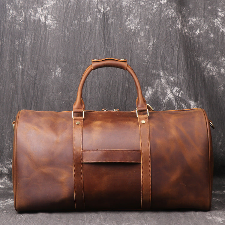 Personalized Full Grain Leather Travel Bag with shoe Pouch Weekend Bag Duffel Bag Leather Duffle with shoe Compartment