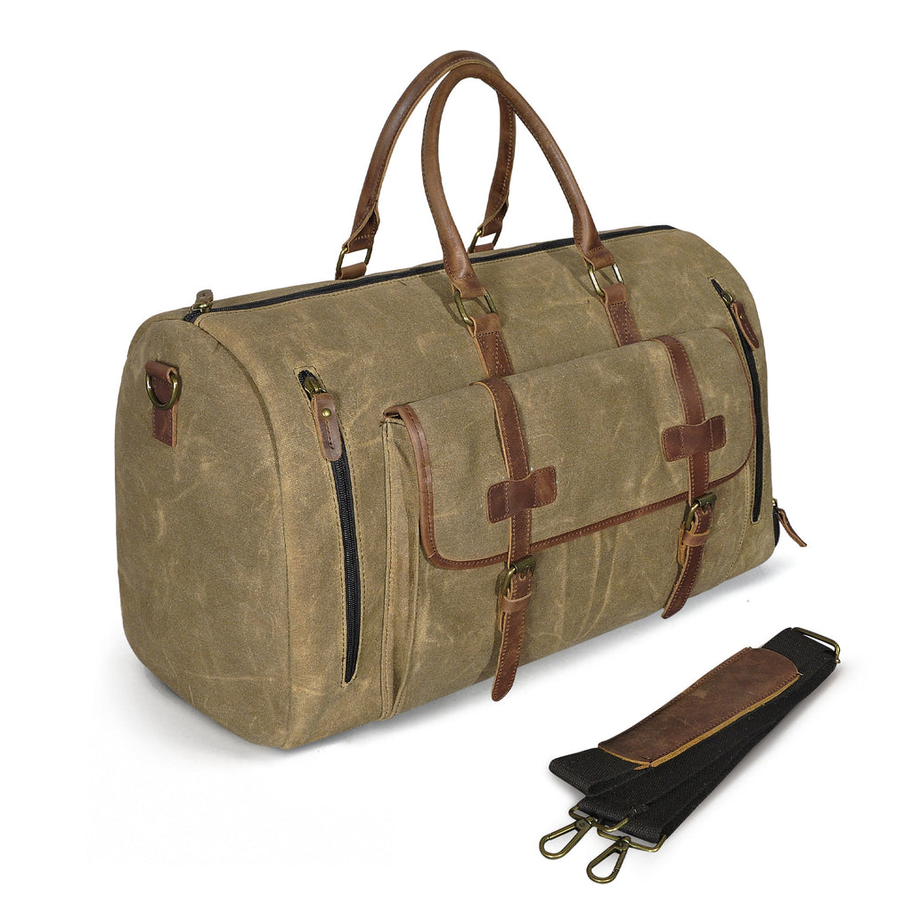 Canvas Duffel Bag with Shoes Compartment Canvas Weekend Overnight Bag