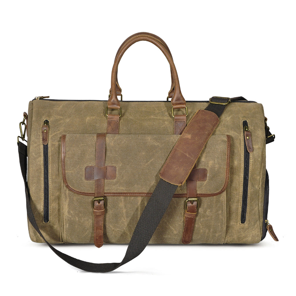 Canvas Duffel Bag with Shoes Compartment Canvas Weekend Overnight Bag