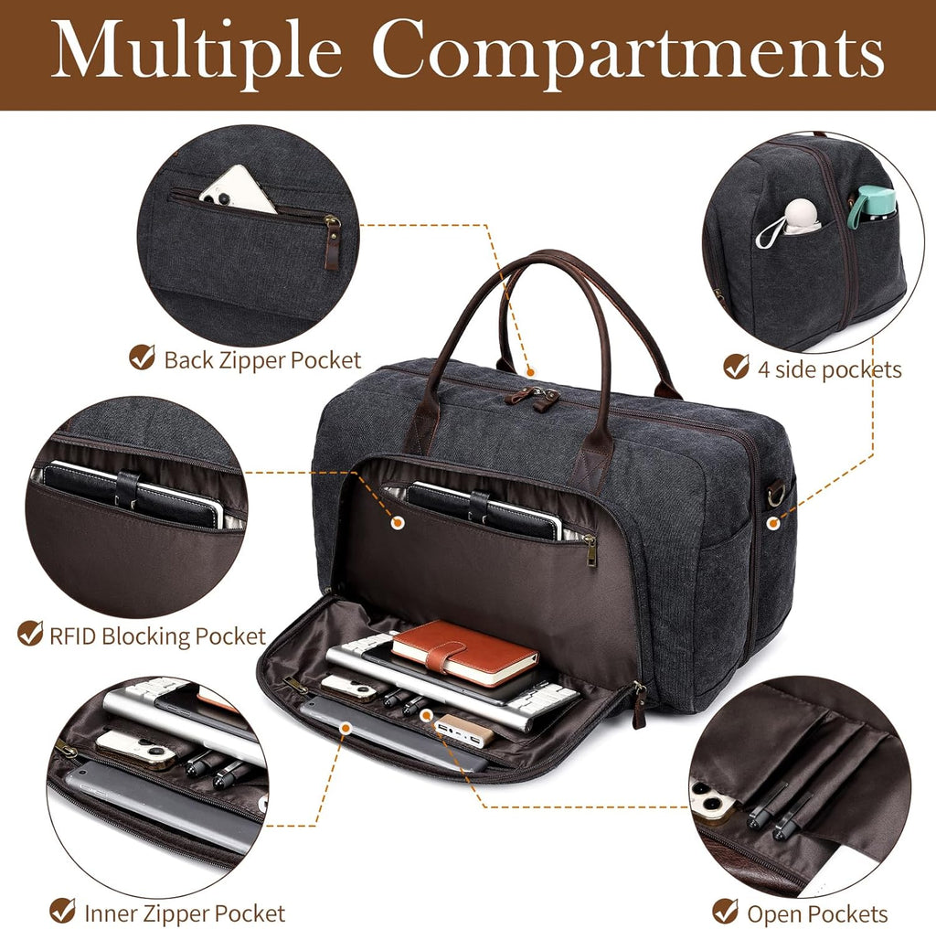 Canvas Travel Duffle Bag Gym Tote Bag Foldable Carry on Bags