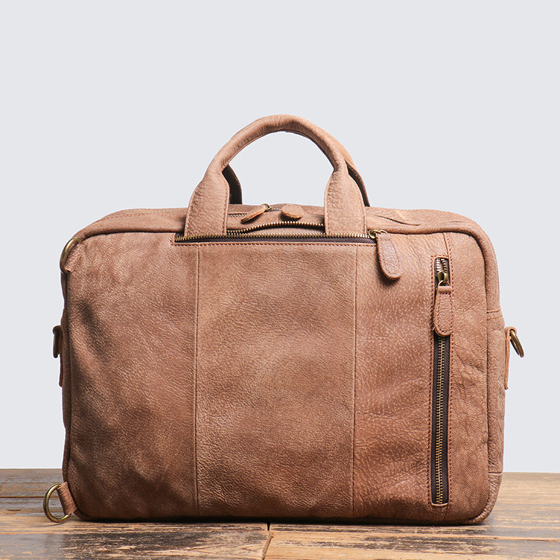Full Grain Leather Handbag Convertible Leather Backpack Laptop Bag