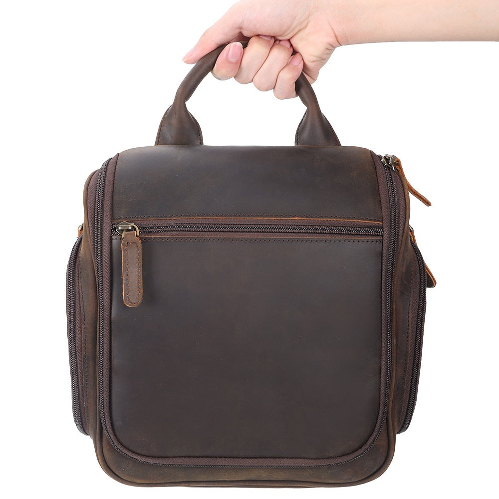 Hanging Leather Toiletry Bag Large Leather Cosmetic Bag
