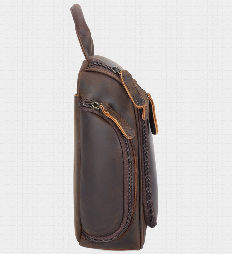 Monogram Hanging Leather Toiletry Bag Leather Dopp Kit Bag