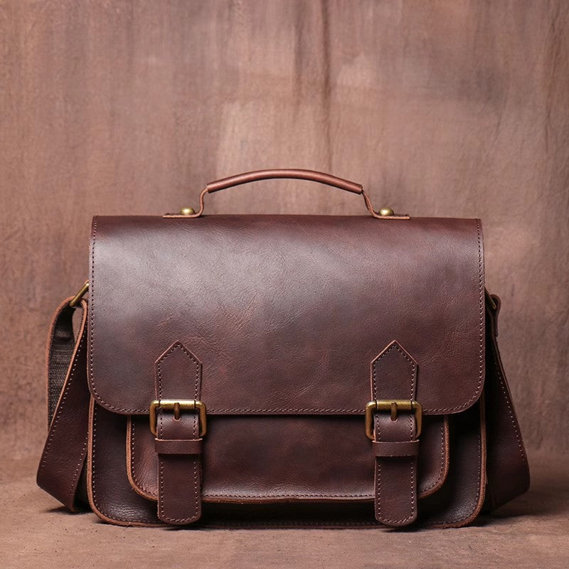 Handmade Vintage Leather Messenger Bag Men Crossbody Bag – Unihandmade