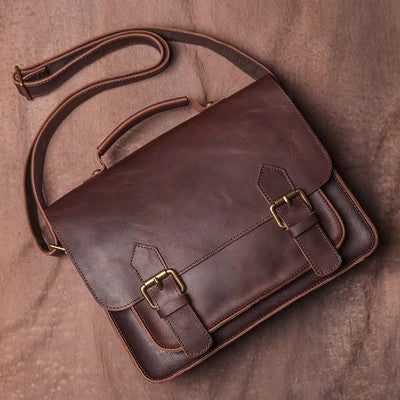 Handmade Vintage Leather Messenger Bag Men Crossbody Bag – Unihandmade