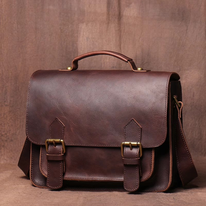 Vintage Men's Business Fashion Grid Trend Crossbody Bag