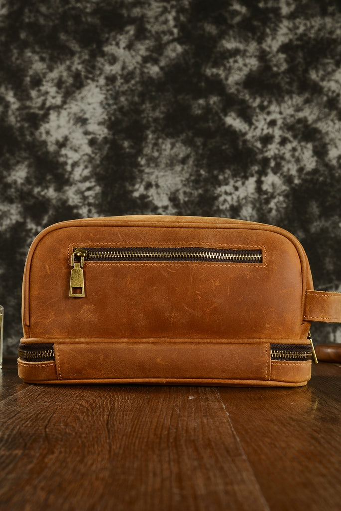 Personalized Leather Toiletry Bag Leather Dopp Kit Bag