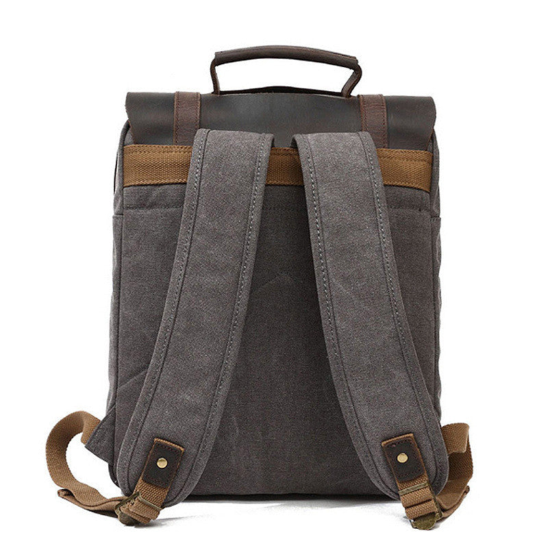 Full Grain Leather with Canvas Backpack Designer Backpacks Casual School Backpack