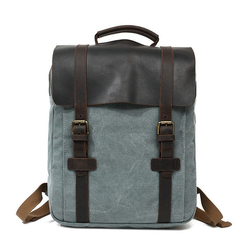 Full Grain Leather with Canvas Backpack Designer Backpacks Casual School Backpack