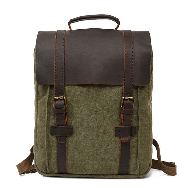 Full Grain Leather with Canvas Backpack Designer Backpacks Casual School Backpack