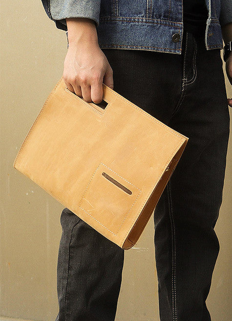 Man Handbag Handmade Leather Tablet Bag Ipad Bag  A0011B - Unihandmade
