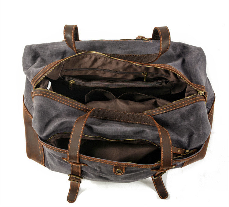 Waterproof Waxed Canvas Duffle Bag Luggage Weekender Bag Travel Bag Duffel bag - Unihandmade