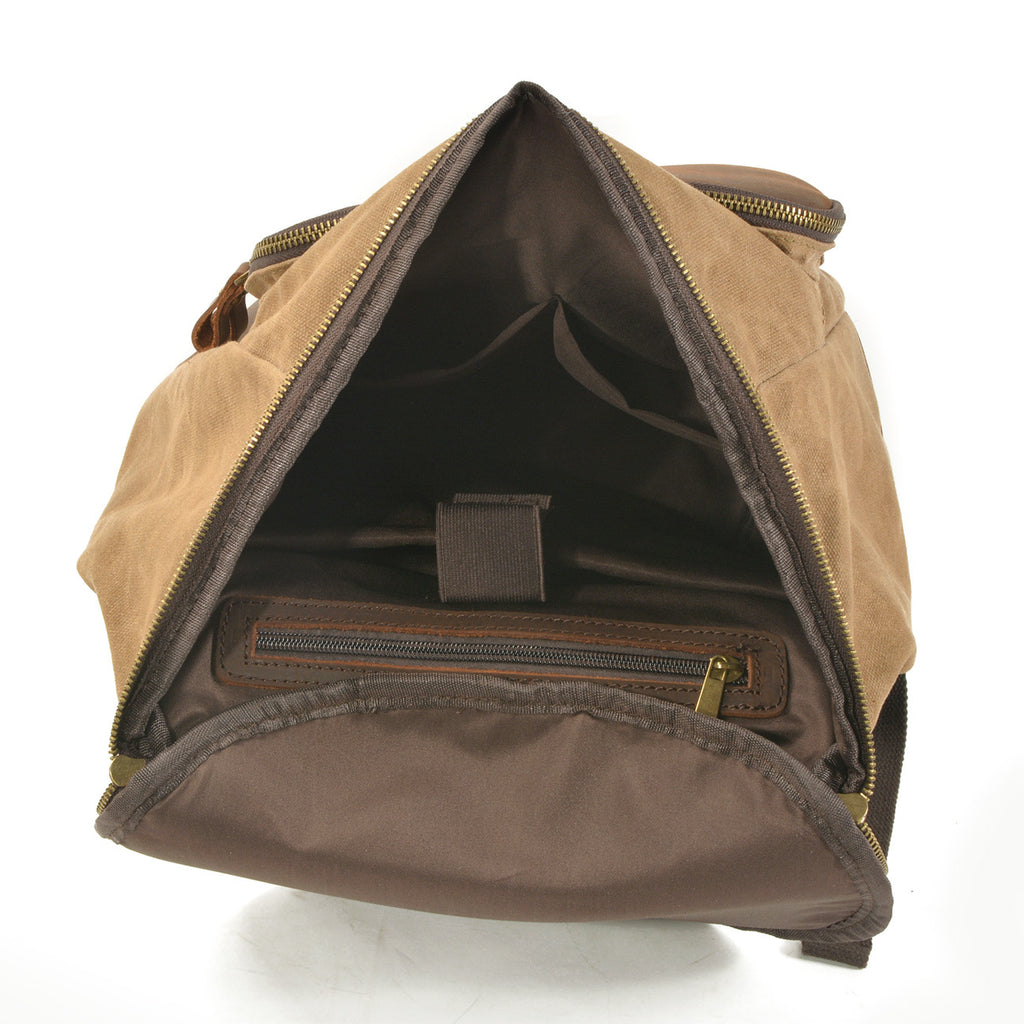 Handmade Waxed Canvas Leather Backpack Rucksack Travel Backpack School Backpack - Unihandmade